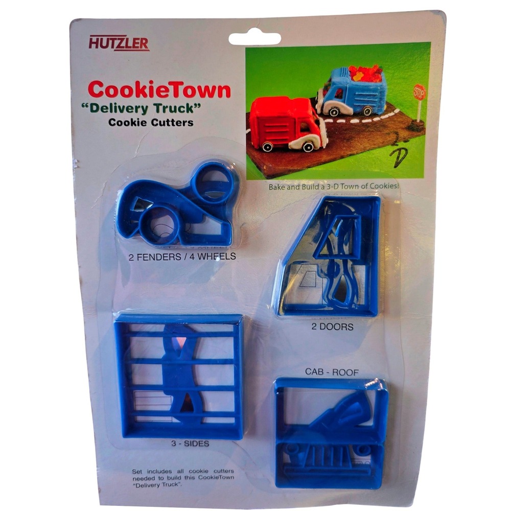 Hutzler CookieTown Delivery Truck 3D Cookie Cutters Set‎ Blue Plastic 1996 New